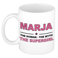 Naam cadeau mok/ beker Marja The woman, The myth the supergirl 300 ml - Naam mokken