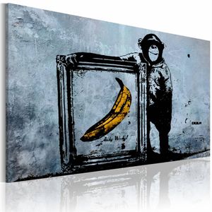 Schilderij - Inspired by Banksy , wanddecoratie , premium print op canvas