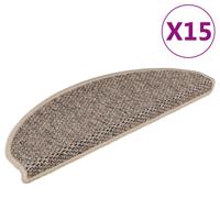 VidaXL Trapmatten zelfklevend 15 st sisal-look 65x21x4 cm donkerbeige