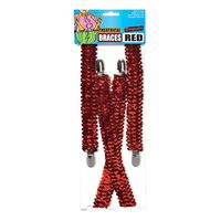 Bretels - rood glitter - unisex/volwassenen - Carnaval verkleed accessoires - thumbnail