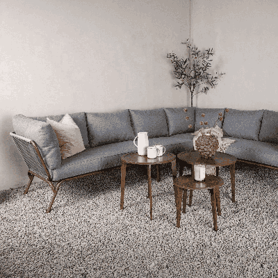 Nohr Loungeset 'Fanendo' Met hoekbank en 3 tafels, kleur Bruin