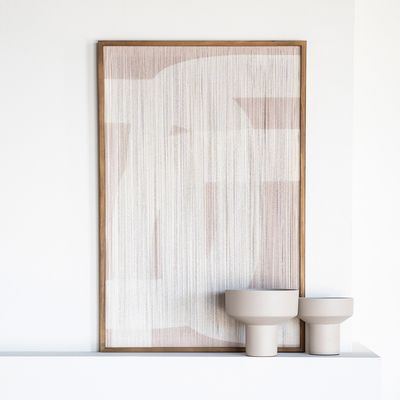 By-Boo Geweven Wandpaneel 'Yoko' 90 x 60cm, kleur Off White