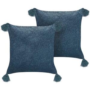 Beliani-SETARIA -Sierkussen set van 2-Blauw-45 x 45 cm-Fluweel