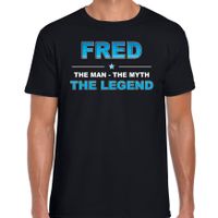 Naam cadeau t-shirt Fred - the legend zwart voor heren