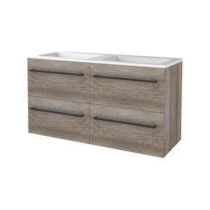 Badmeubelset BWS Salt 120x46cm Met Grepen 4 Lades Met Wastafel Acryl Scotch Oak