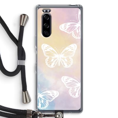 White butterfly: Sony Xperia 5 Transparant Hoesje met koord