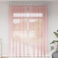 Gordijnen voile met roedezakken 2 st roze