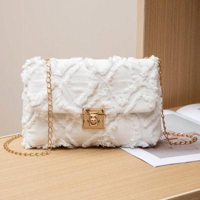Bon&Bon Pattern Small Square Bag - Chain Strap Crossbody Handbag White
