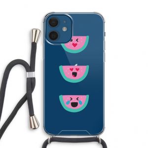 Smiley watermeloen: iPhone 12 mini Transparant Hoesje met koord