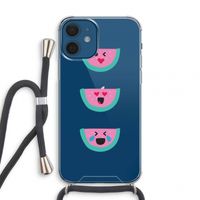 Smiley watermeloen: iPhone 12 mini Transparant Hoesje met koord