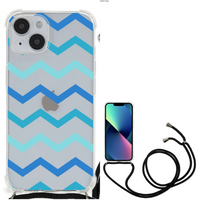 iPhone 14 Doorzichtige Silicone Hoesje Zigzag Blauw