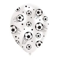 Voetbal ballonnen - 6x - 27,5 cm - voetballen thema - versiering Voetbal ballonnen - 6x - 27,5 cm - voetballen thema - versiering