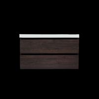 Onderkast Sanilux Trendline Met Greeplijst Mat Zwart 100x47x52 cm Brown Oak
