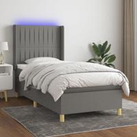 Boxspring met matras en LED stof donkergrijs 90x190 cm