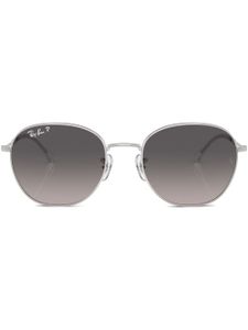 Ray-Ban logo-print round-frame sunglasses - Argent