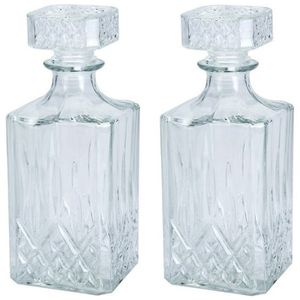 2 Stuks glazen whisky/water karaf 750 ml/9 x 23 cm kristal