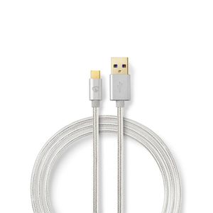 Nedis CCTB61600AL10 USB-kabel 1 m USB 3.2 Gen 1 (3.1 Gen 1) USB A USB C Aluminium