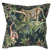 Clayre & Eef Kussenhoes 45x45 cm Groen Zwart Polyester Vierkant - thumbnail