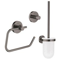 GROHE Essentials Toilet accessoireset 3-delig met toiletborstelhouder, handdoekhaak en toiletrolhouder zonder klep Hard graphite sw99000/sw99024/sw99040/