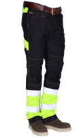 Crosshatch Toolbox FY 2014CH High-Vis Stretch Werkspijkerbroek - Blauw/Fluor Geel - thumbnail