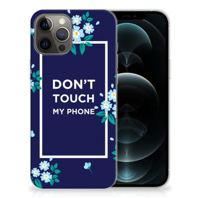 iPhone 12 Pro Max Silicone-hoesje Flowers Blue DTMP iPhone 12 Pro Max Silicone-hoesje Flowers Blue DTMP