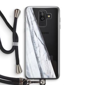 Gestreepte marmer: Samsung Galaxy J8 (2018) Transparant Hoesje met koord