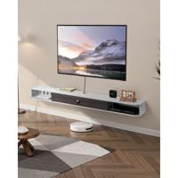 VEVOR TV-meubel met kabelgat, hangend TV-meubel, wandmontage, wit, 180 cm