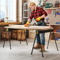 Werkbank 2-delige set tot 500KG Belastbaar Vouwbare Zaagbok met 2 x 4 Steunarmen 94 x 47 x 74 cm Zwart