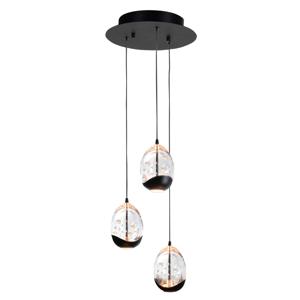 Highlight HanglampClear Egg zwart 3-lichts - H5456.20