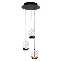 Highlight HanglampClear Egg zwart 3-lichts - H5456.20