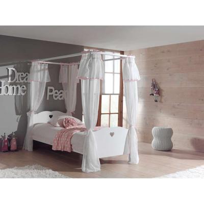 Leen Bakker - Vipack Hemelbed Amori - 74,5x97x211,2 Cm - MDF/Grenenhout - Wit