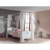 Leen Bakker - Vipack Hemelbed Amori - 74,5x97x211,2 Cm - MDF/Grenenhout - Wit