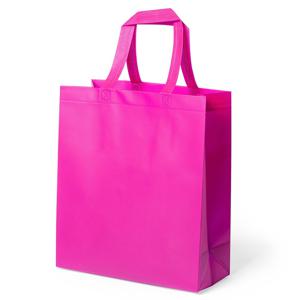 Draagtas/schoudertas/boodschappentas met hengsels - fuchsia roze - 35 x 40 x 15 cm - polyester