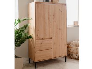 Hoge commode BONIFACIO 2 deuren 2 lades artisan eik