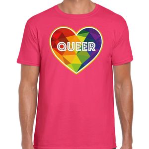 Gay Pride t-shirt met tekst - heren - roze - queer - LHBTI