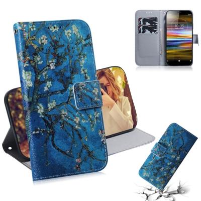 Abrikoos bloem patroon gekleurde tekening horizontale Flip lederen case voor Sony Xperia L3 met houder & kaartsleuven & portemonnee