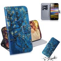 Abrikoos bloem patroon gekleurde tekening horizontale Flip lederen case voor Sony Xperia L3 met houder & kaartsleuven & portemonnee