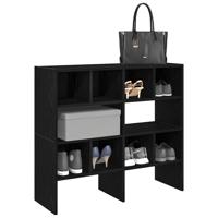VidaXL Schoenenrekken 2 st stapelbaar 89,5x30x40 cm zwart eikenkleurig VidaXL Schoenenrekken 2 st stapelbaar 89,5x30x40 cm zwart eikenkleurig