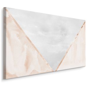 Schilderij - Moderne abstractie in grijs en roze, premium print