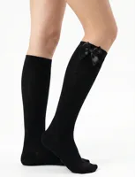 Yellowmoon kinder/dames kniekous 1 paar - Strik - Hoge katoenen sokken