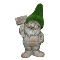 Tuinkabouter beeldje - Dwarf Steef - Polystone - grasgroene muts - 28 cm - thumbnail