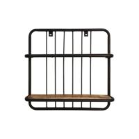 Leen Bakker - HSM Collection Wandplank Linos - Naturel/zwart - 50x50x12 Cm - Hout/Metaal - Bruin#Zwart