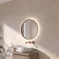 Ben Mimas ronde spiegel met LED verlichting en anti-condens Ø40cm geborsteld koper