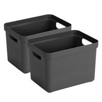 Sunware Opbergbox Sigma - 4x - kunststof - antraciet - 18 liter - Opbergbakken/opbergers