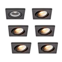 LED-inbouwspot set 6 stuks Trento zwart 5W dimbaar