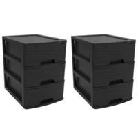 EDA Ladeblok/bureau organizer A5 - zwart - 2x lades - stapelbaar - L27 x B36 x H35 cm