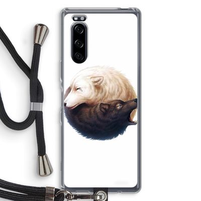 Yin Yang Wolves: Sony Xperia 5 Transparant Hoesje met koord
