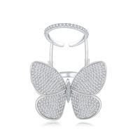 Mode verstelbare vlinder vorm ring met diamant vrouwen sieraden Ringmaat: 9 (platina)