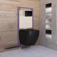 Toiletset Budget 65 Mudo Mat zwart Met B&W Drukplaat