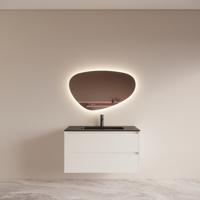 Badmeubelset BWS Riga met Asia Wastafel Zwart 100 cm Mat Wit